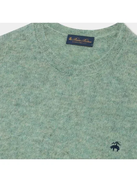 Sweter Brooks Brothers wełniany z logo zielony