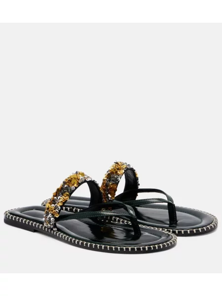 Chiloți tanga Dries Van Noten din piele verde