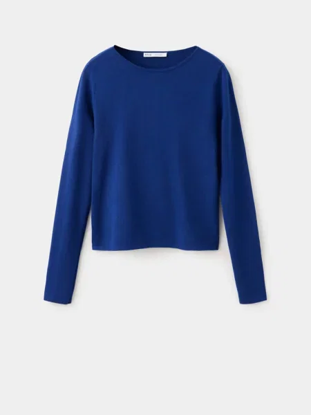 Dopasowany sweter z dekoltem typu łódka electric blue Kobieta XXS MANGO niebieski