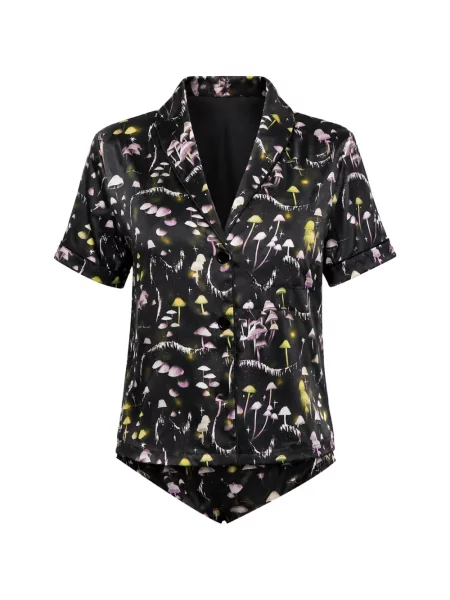 Scurt top Fleur Du Mal cu imagine negru