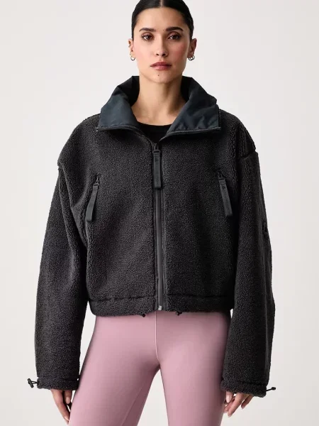 Adidas by Stella McCartney geacă de tranziție pentru femei din polar negru