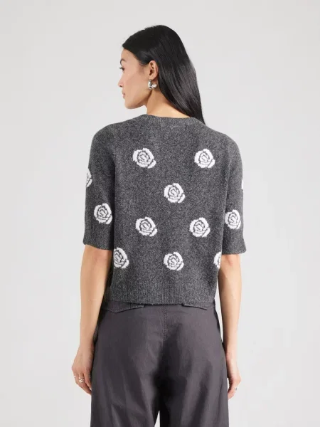 VERO MODA Sveter VMDOFFY INTARSIA antracitová biela
