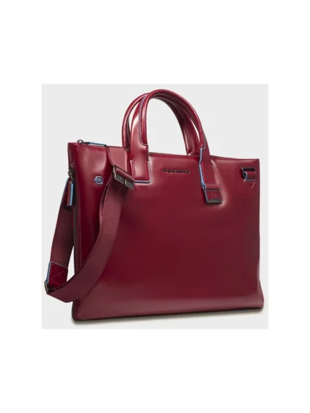 Torba na laptopa Piquadro skórzana czerwona