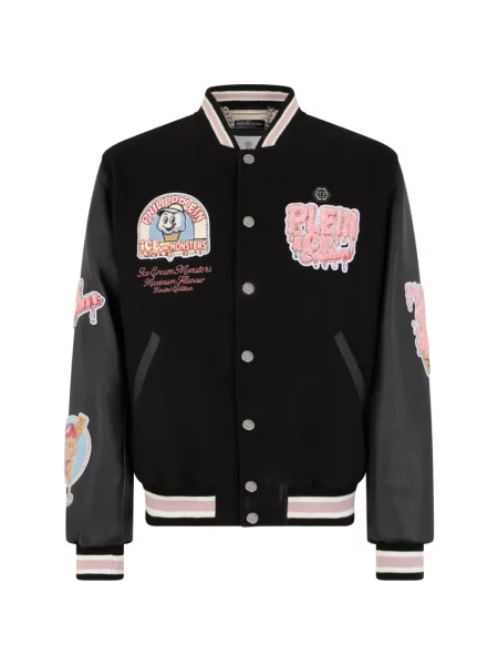 Geacă bomber Philipp Plein cu aplicații negru
