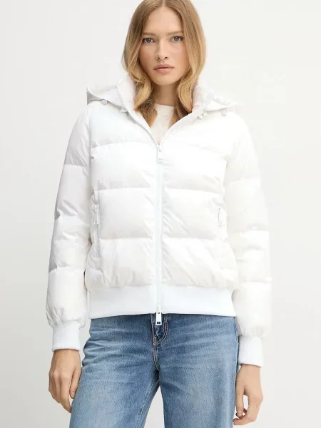 Пухено яке Armani Exchange бяло преходен модел черно