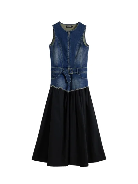 Rochie din denim Desigual albastru