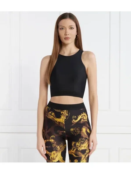 Top din denim Versace Jeans Couture skinny fit negru