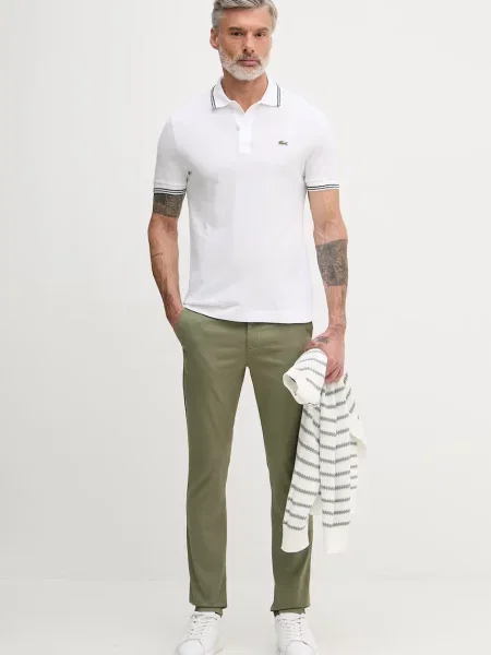 Lacoste regularne hlače iz bombaža z elastanom zelena