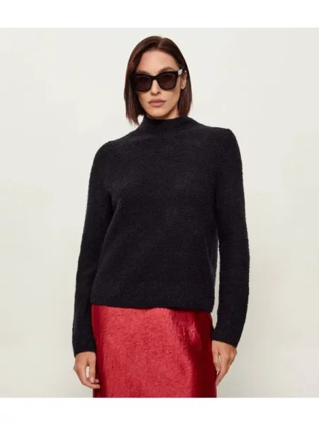 Pulover Boss Black de lână cu guler înalt negru