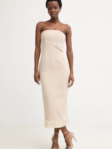 Simona Corsellini sukienka letnia z wiskozą beżowa