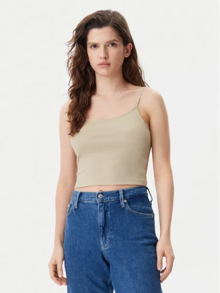 Top Calvin Klein Jeans z autografem beżowy