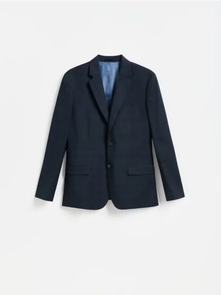 Reserved Blazer slim fit în carouri bleumarin