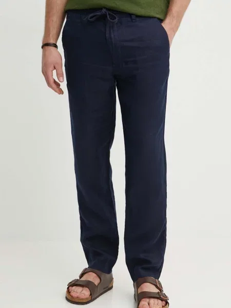 Lanene hlače United Colors of Benetton mornarsko modra