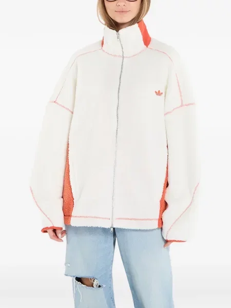 Tricou Adidas din fleece cu dungi scurt albastru