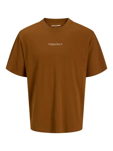 JACK & JONES Tricou Rikkie maro coniac alb