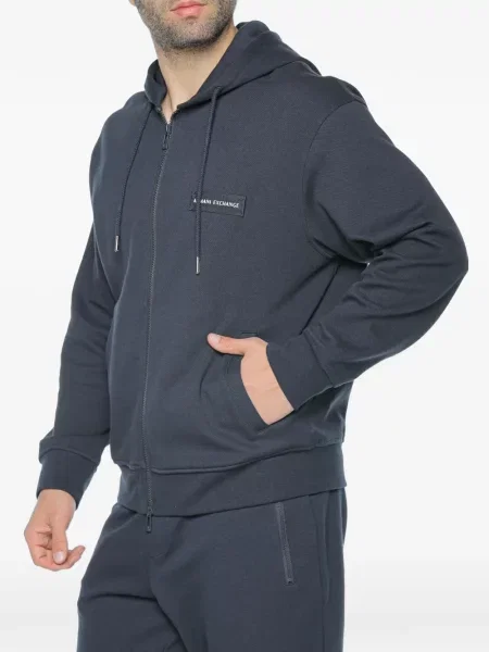 Hanorac cu glugă Armani Exchange cu autograf negru