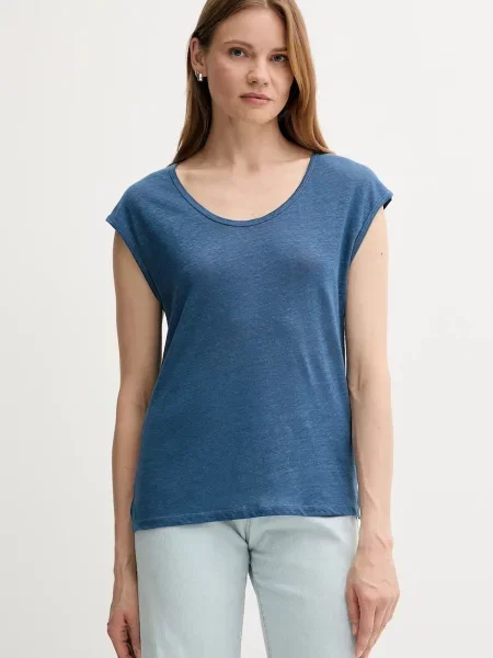 Ленена тениска United Colors of Benetton дамска тъмносиньо синьо