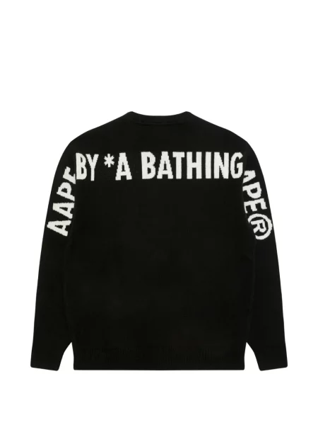 Пуловер Aape By *a Bathing Ape® с кръгло деколте с автограф черно