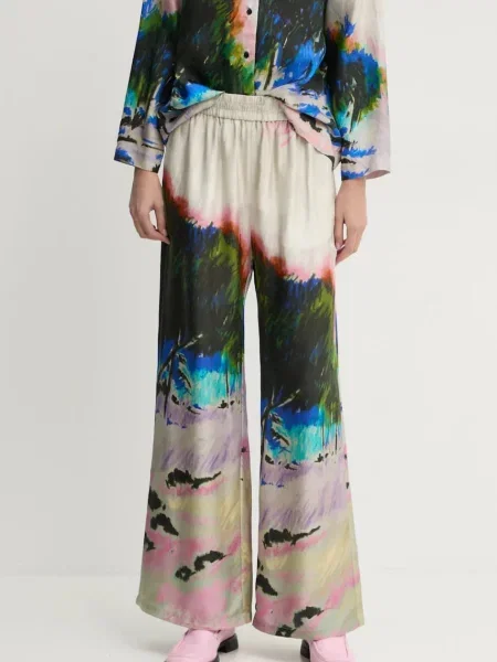 MUNTHE pantaloni ARUM femei lat high waist bej