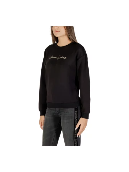 Bluza Armani Exchange z okrągłym dekoltem z logo czarna