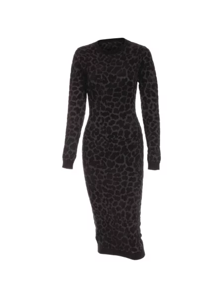 Lung rochie midi Just Cavalli cu imagine cu model leopard negru