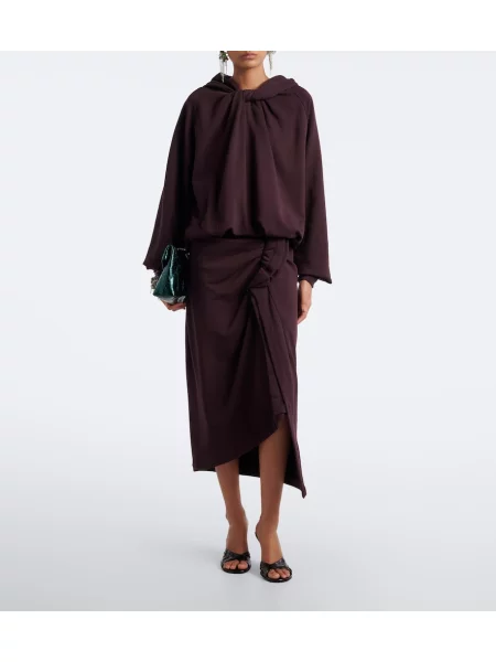Hanorac cu glugă Dries Van Noten cu glugă din jerseu violet