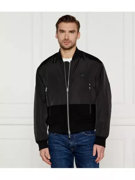 Armani Exchange Geacă bomber cu adaos de lână negru