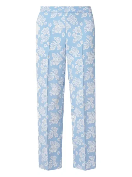 Pantaloni High Sport cu model floral din jacard albastru