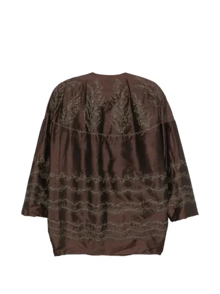 Geacă Grazia Bagnaresi cu broderie de mătase maro