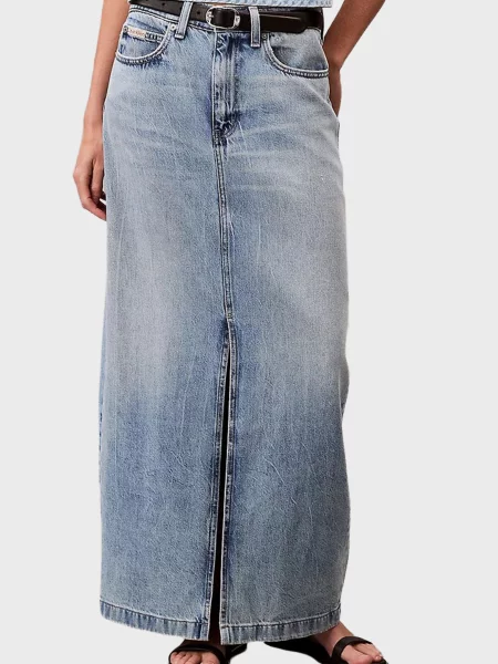 Максі джинсова спідниця Calvin Klein Jeans блакитна