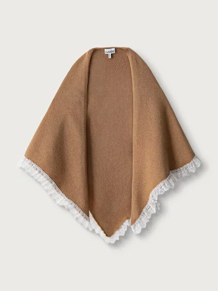 GANNI Triangular Scarf fular cu lână pentru femei