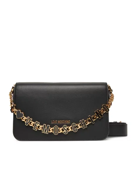 Usnjena torbica Love Moschino črna
