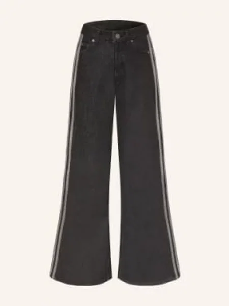 Adidas Originals Dżinsy Z Szerokimi Nogawkami Firebird Z Galonowymi Paskami schwarz