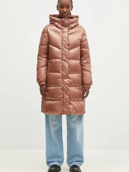 Длинный пуховик Woolrich коричневый
