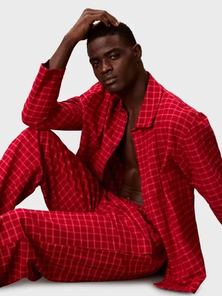 Клетчатая пижама Calvin Klein красная