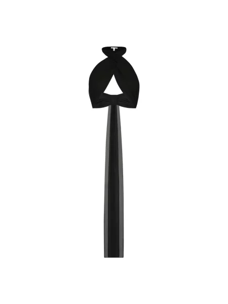 Top Ami Paris o krotszym kroju z dekoltem halter drapowany czarny
