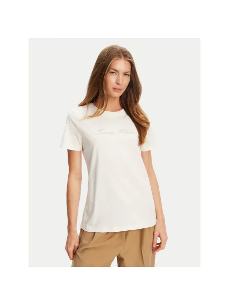 Tommy Hilfiger T-Shirt Script Εκρού Regular Fit