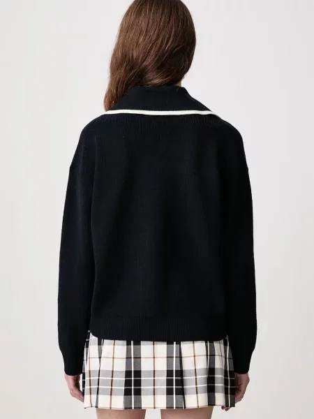 Fred Perry sweter z dodatkiem wełny granatowy