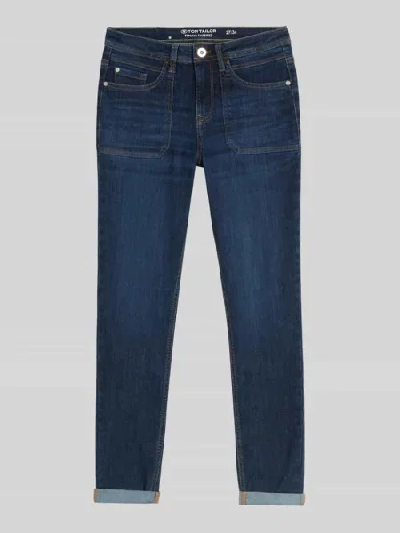 Jeansy o kroju tapered fit z mieszanki bawełny model MAYA' Tom Tailor granatowy