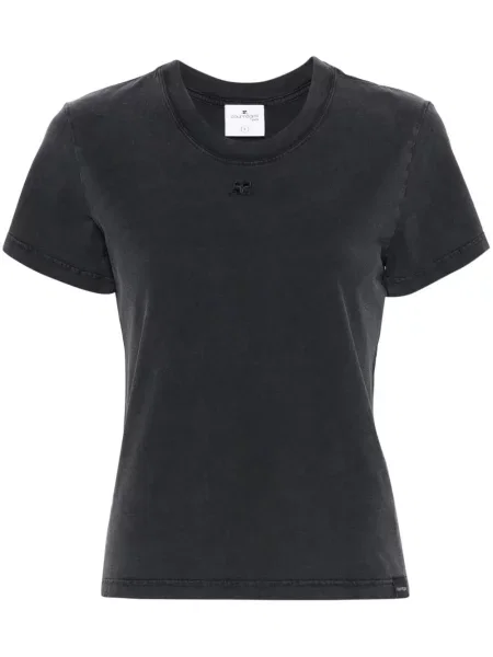 Tricou Courreges cu broderie gri