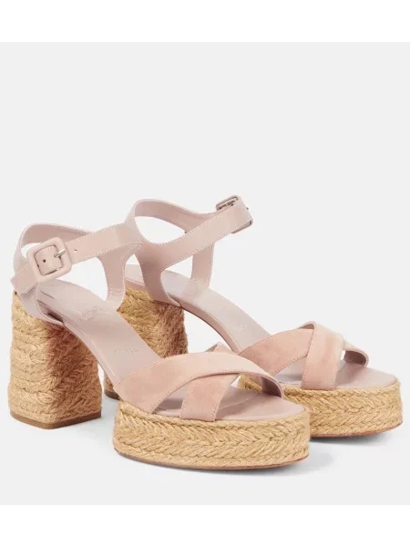 Semišové espadrilky Christian Louboutin růžové