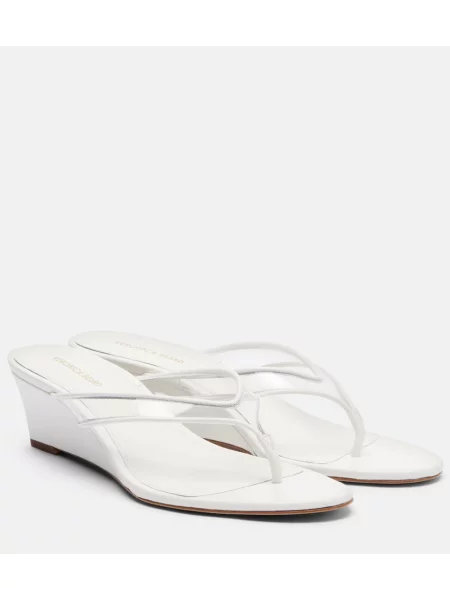 Chiloți tanga Veronica Beard din piele cu pană alb