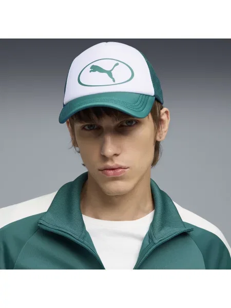 PUMA Czapka typu trucker Essentials Akcesoria Zielony OSFA biała