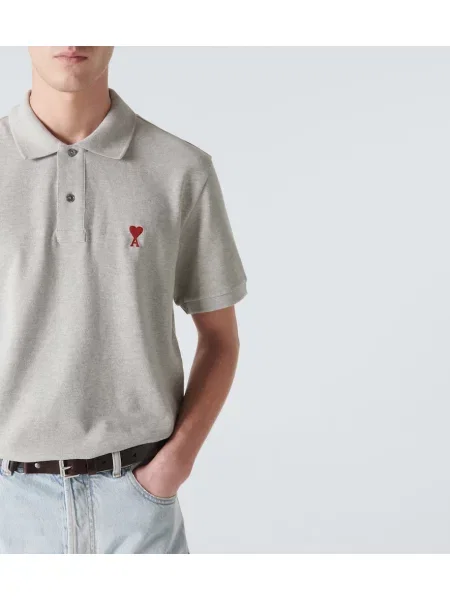 Polo majica Ami Paris siva