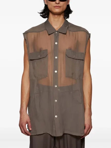 Αμάνικο πουκάμισο Rick Owens με διαφανεια γκρι