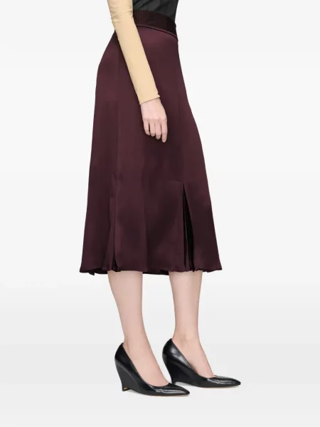 Fustă midi Maison Margiela din satin roșu