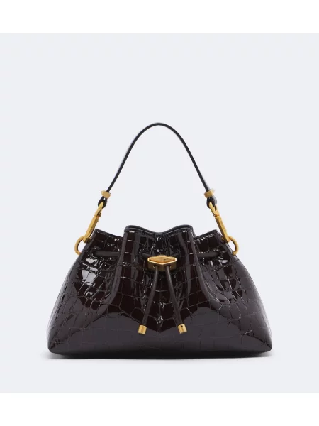 Кожаный топ Jimmy Choo от лакирана кожа кафяво
