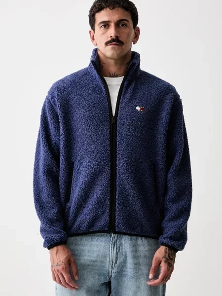 Tommy Jeans μπλούζα με ανδρική φλις μπλε