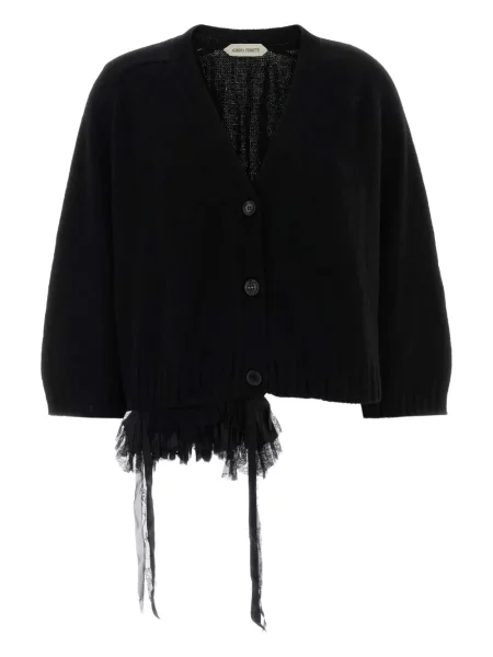 Cardigan Alberta Ferretti cu volane negru