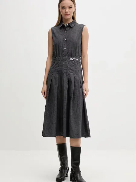 Karl Lagerfeld Jeans rochie evazată din denim gri